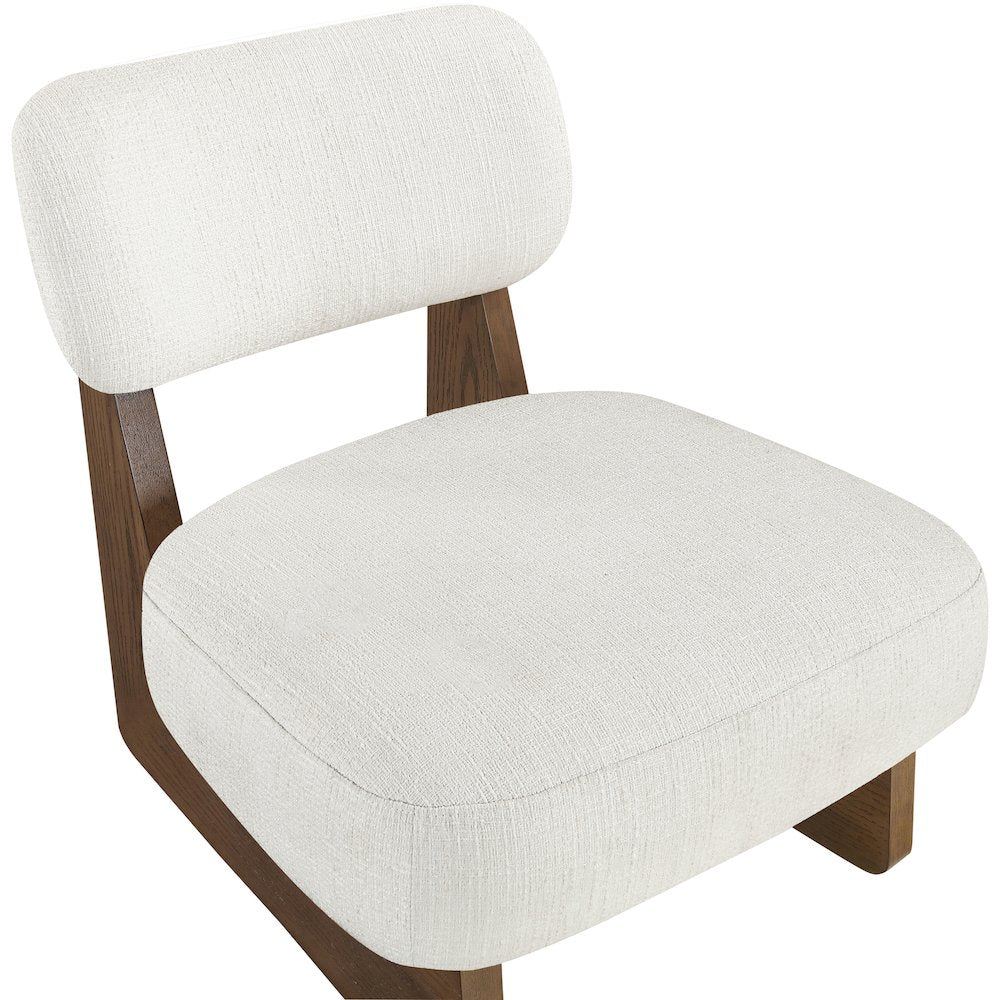 Vetra Cream Linen Textured Fabric Upholstered Accent Chair
