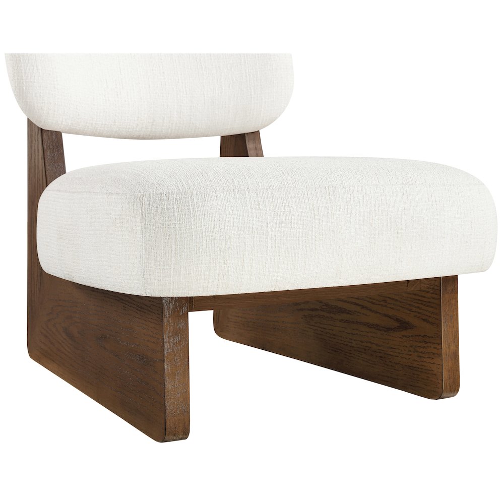 Vetra Cream Linen Textured Fabric Upholstered Accent Chair