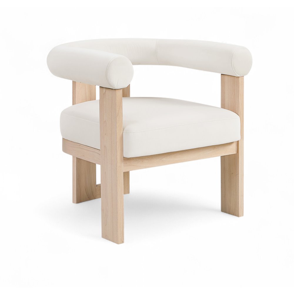 Arienzo Cream Velvet Upholstered Accent Chair