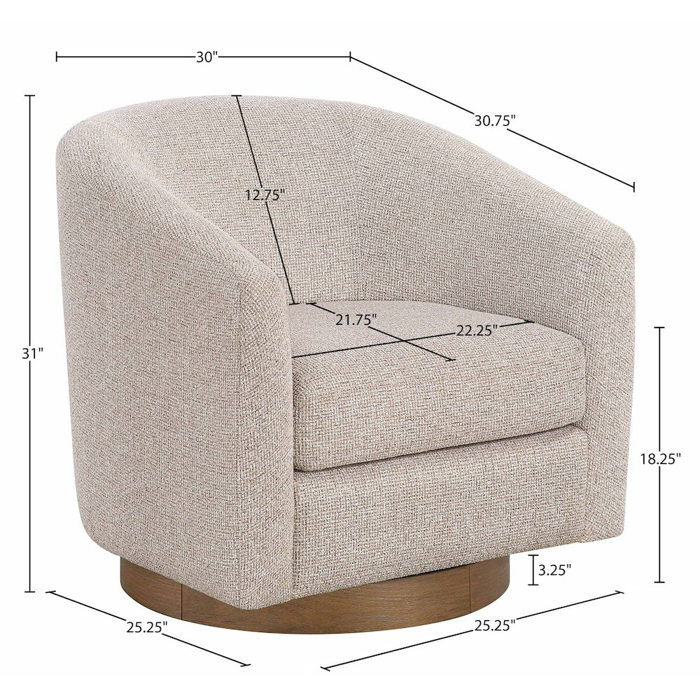 Modra Beige Performance Fabric Upholstered Swivel Accent Chair