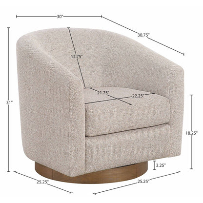 Modra Beige Performance Fabric Upholstered Swivel Accent Chair