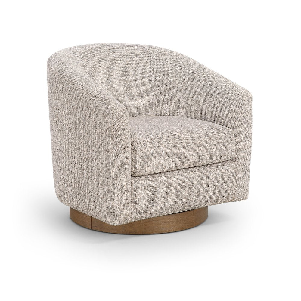 Modra Beige Performance Fabric Upholstered Swivel Accent Chair