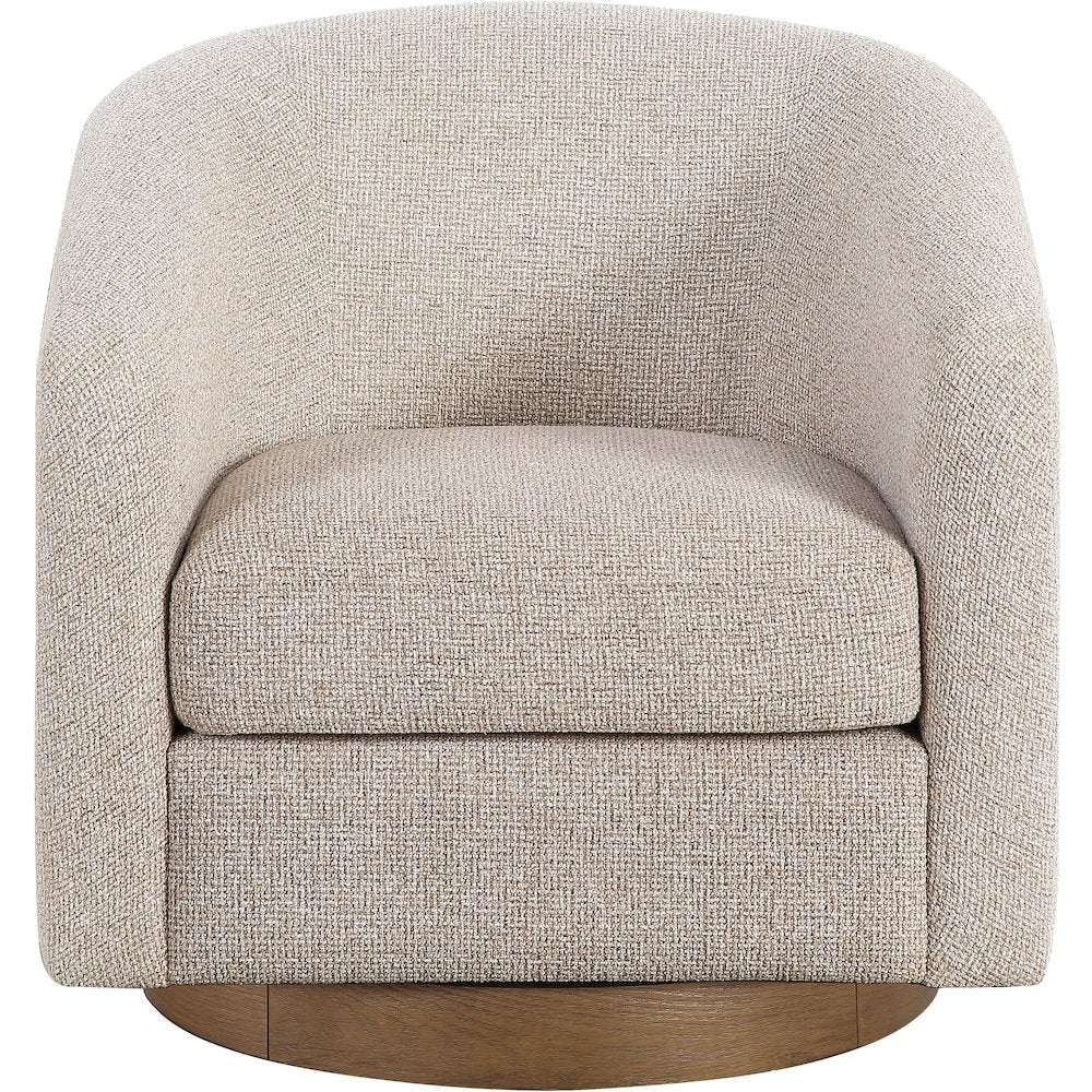 Modra Beige Performance Fabric Upholstered Swivel Accent Chair