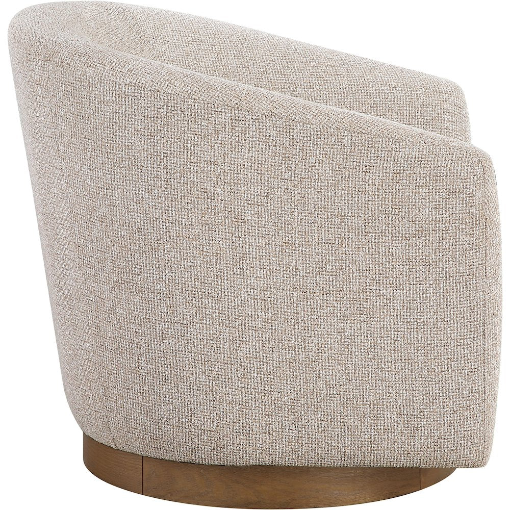 Modra Beige Performance Fabric Upholstered Swivel Accent Chair
