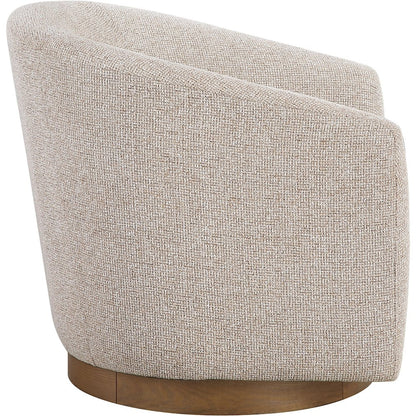 Modra Beige Performance Fabric Upholstered Swivel Accent Chair