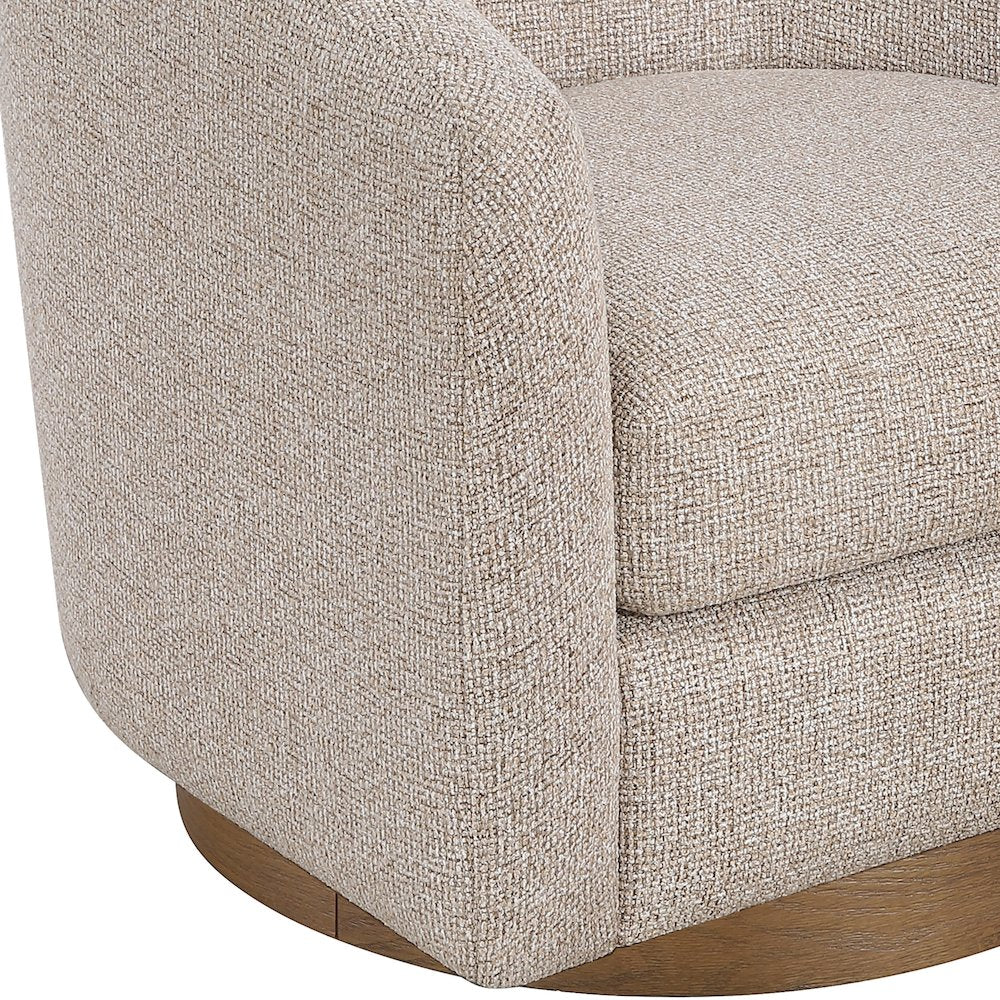 Modra Beige Performance Fabric Upholstered Swivel Accent Chair