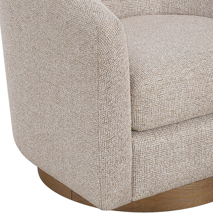 Modra Beige Performance Fabric Upholstered Swivel Accent Chair