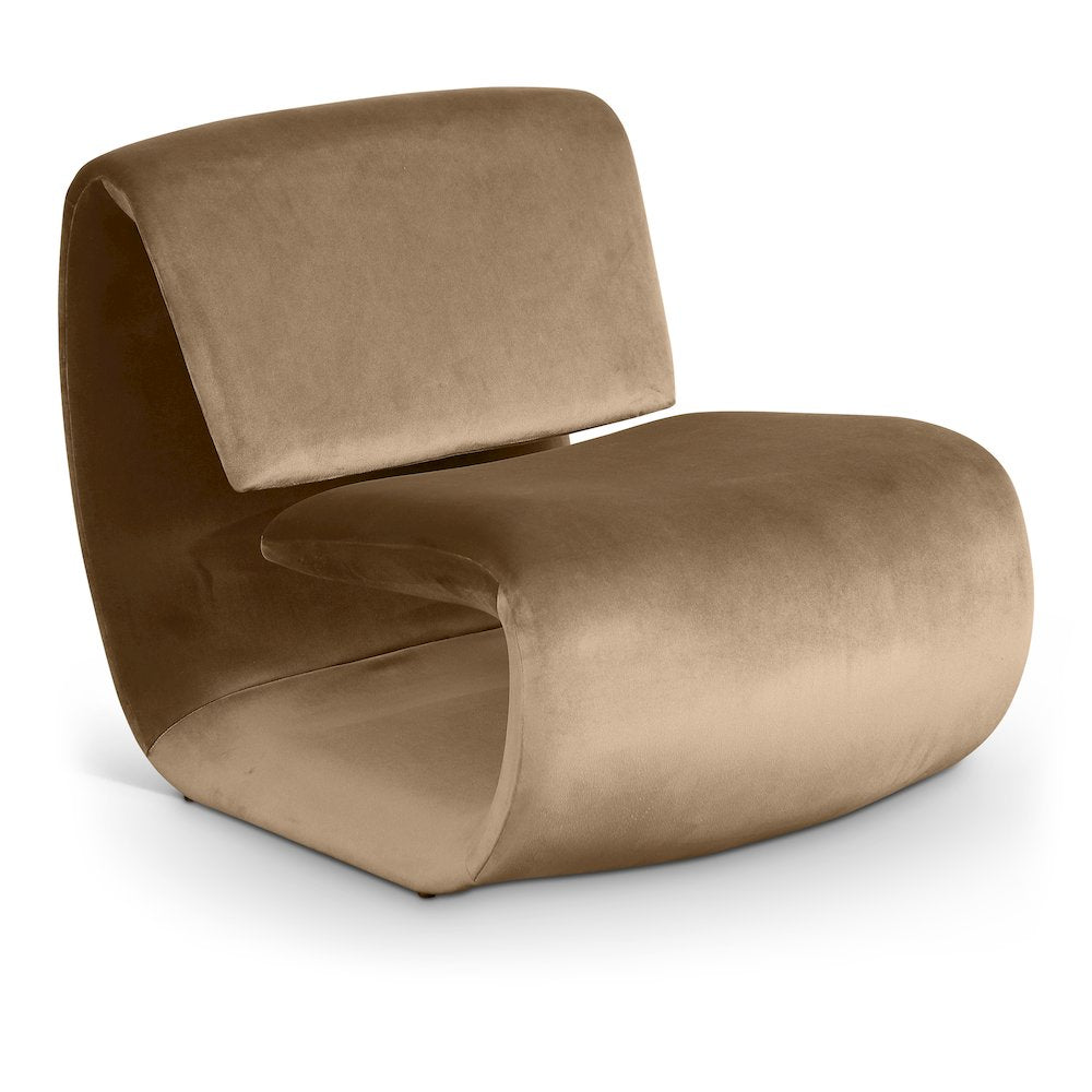 Nouveau Beige Velvet Accent Chair