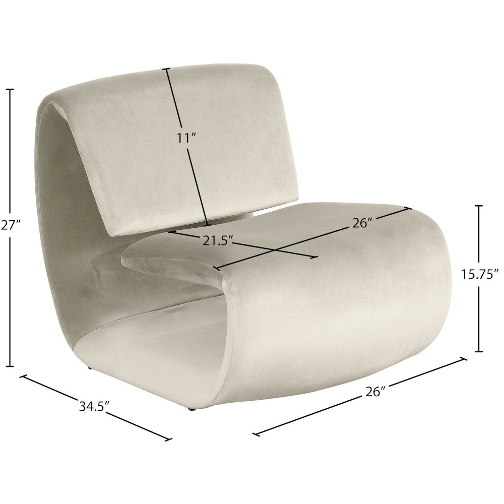 Nouveau Cream Velvet Accent Chair