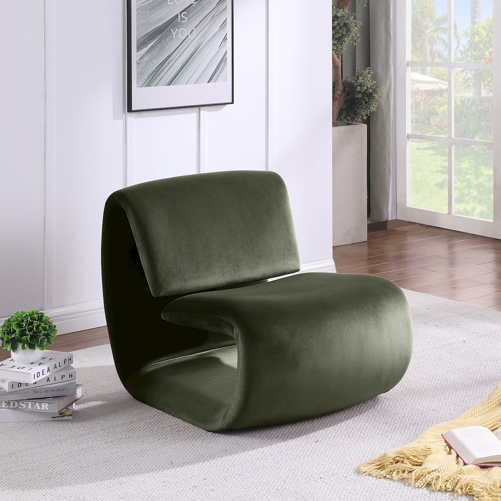 Nouveau Green Velvet Accent Chair