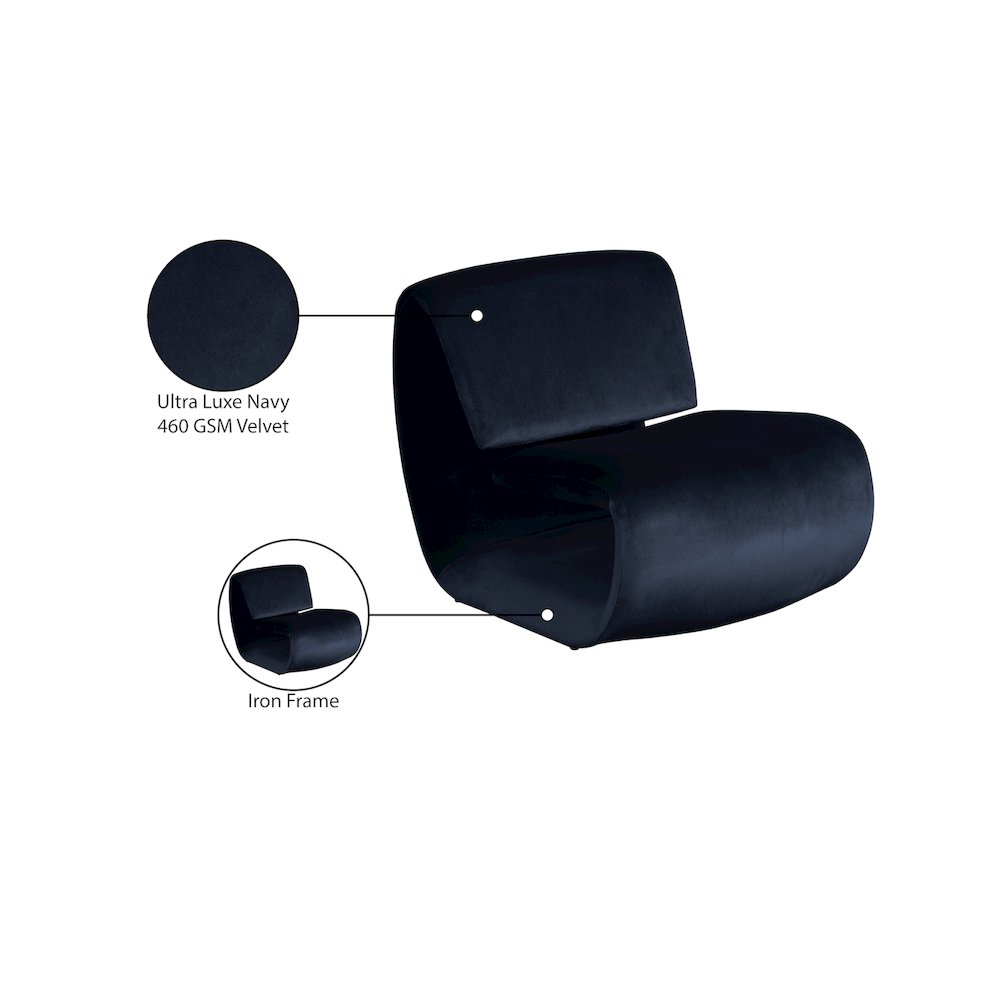 Nouveau Navy Velvet Accent Chair