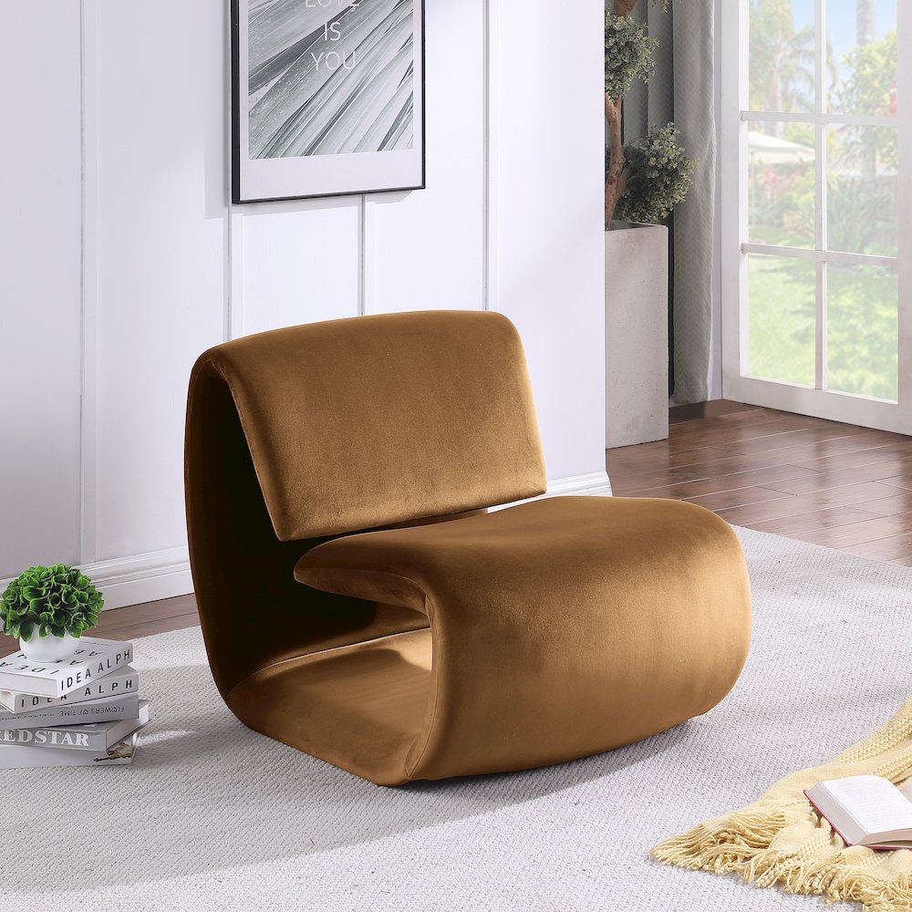 Nouveau Saddle Velvet Accent Chair