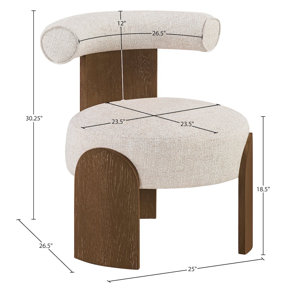 Calder Beige Linen Textured Fabric Upholstered Accent Chair