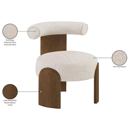 Calder Beige Linen Textured Fabric Upholstered Accent Chair