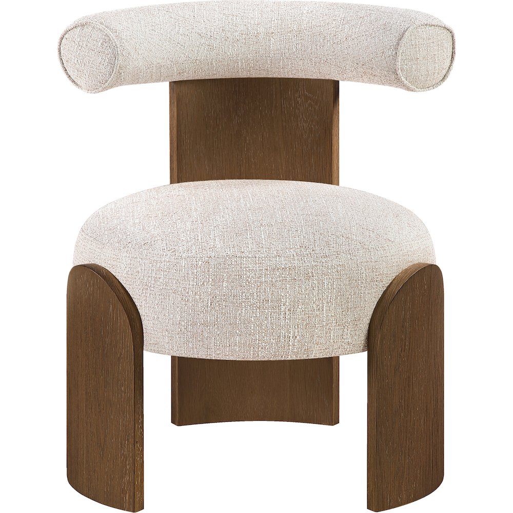 Calder Beige Linen Textured Fabric Upholstered Accent Chair