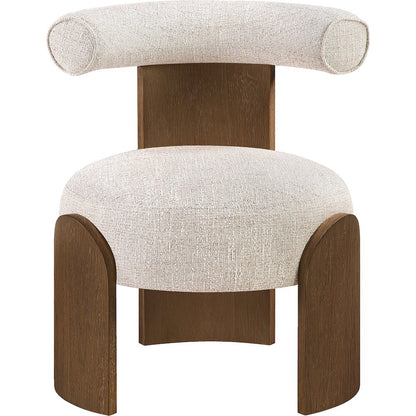 Calder Beige Linen Textured Fabric Upholstered Accent Chair