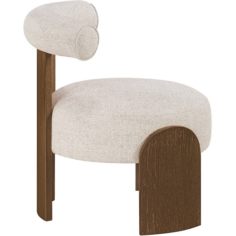 Calder Beige Linen Textured Fabric Upholstered Accent Chair