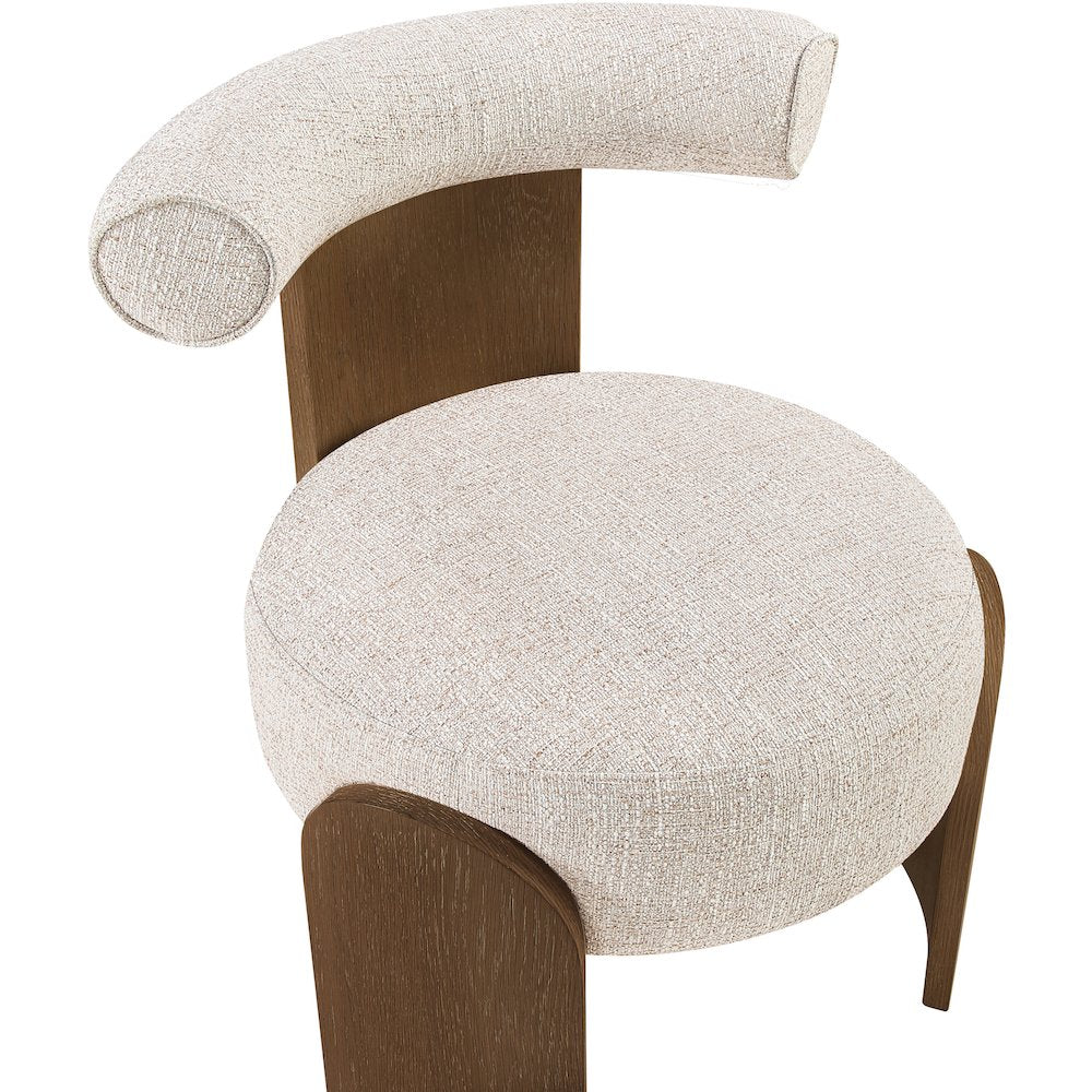 Calder Beige Linen Textured Fabric Upholstered Accent Chair
