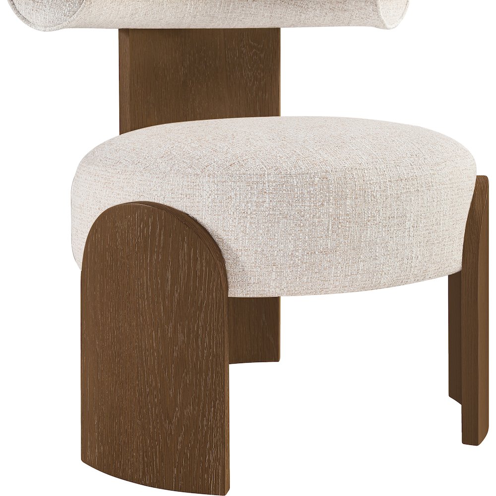 Calder Beige Linen Textured Fabric Upholstered Accent Chair