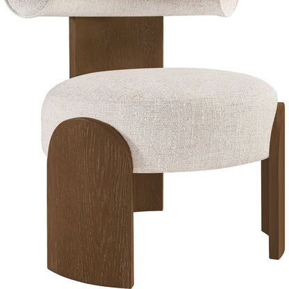 Calder Beige Linen Textured Fabric Upholstered Accent Chair