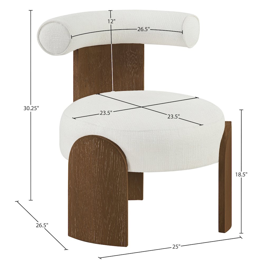 Calder Cream Linen Textured Fabric Upholstered Accent Chair