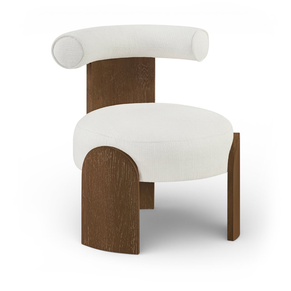 Calder Cream Linen Textured Fabric Upholstered Accent Chair