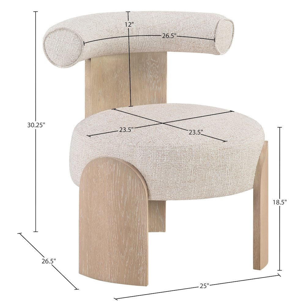 Calder Beige Linen Textured Fabric Upholstered Accent Chair