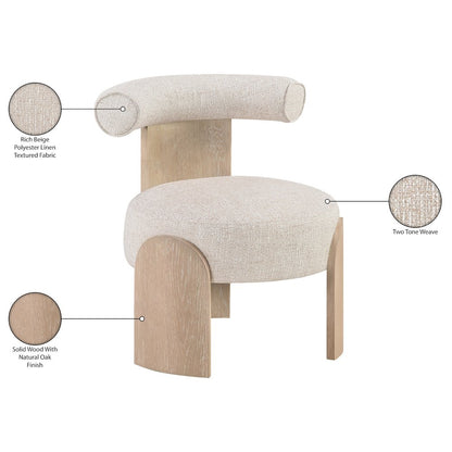 Calder Beige Linen Textured Fabric Upholstered Accent Chair