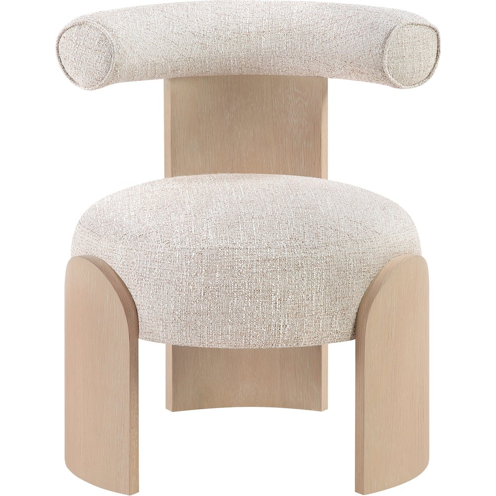 Calder Beige Linen Textured Fabric Upholstered Accent Chair