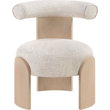 Calder Beige Linen Textured Fabric Upholstered Accent Chair