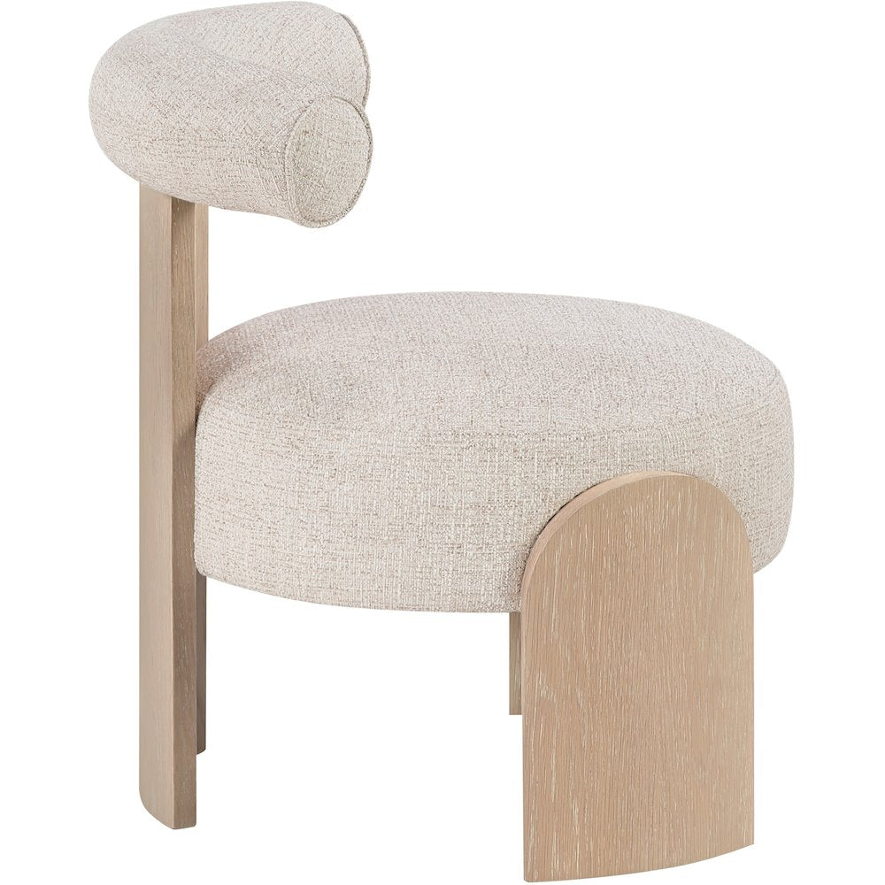 Calder Beige Linen Textured Fabric Upholstered Accent Chair