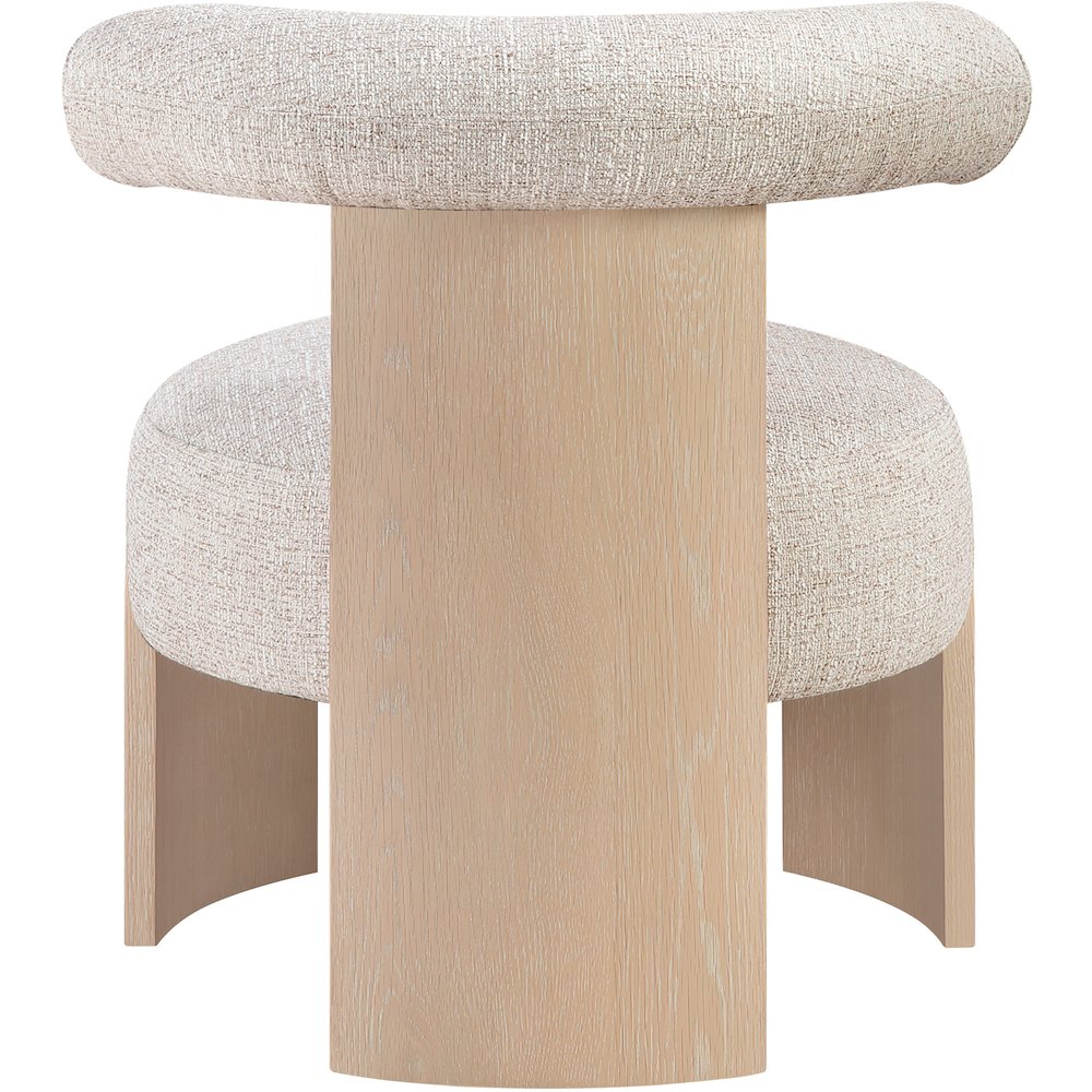 Calder Beige Linen Textured Fabric Upholstered Accent Chair