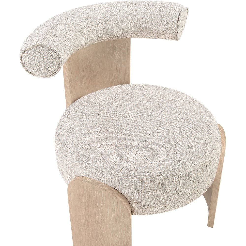 Calder Beige Linen Textured Fabric Upholstered Accent Chair