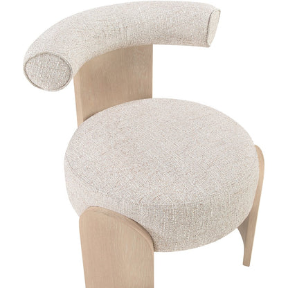 Calder Beige Linen Textured Fabric Upholstered Accent Chair