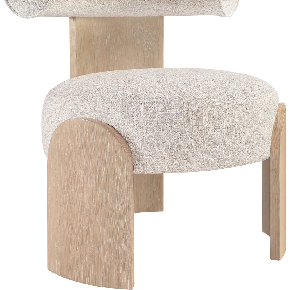 Calder Beige Linen Textured Fabric Upholstered Accent Chair