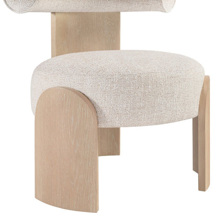 Calder Beige Linen Textured Fabric Upholstered Accent Chair
