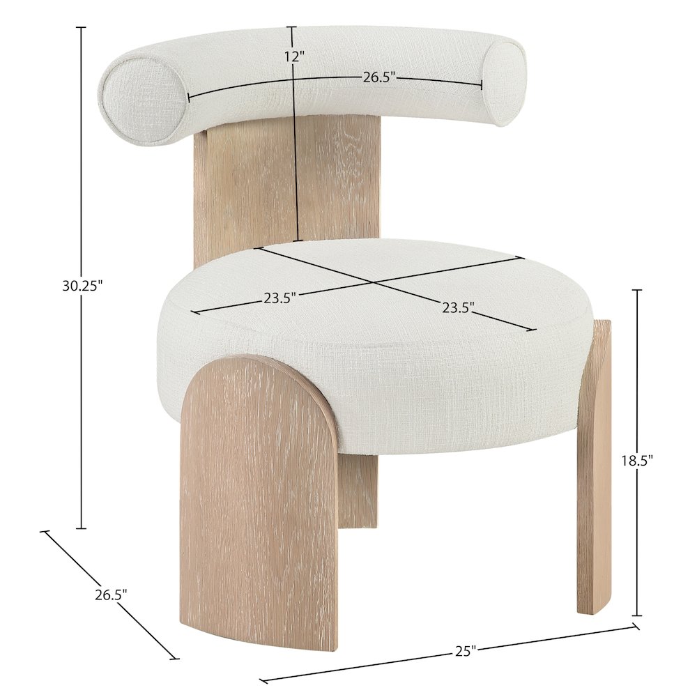 Calder Cream Linen Textured Fabric Upholstered Accent Chair