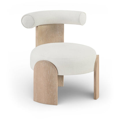Calder Cream Linen Textured Fabric Upholstered Accent Chair
