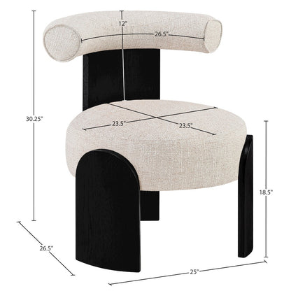 Calder Beige Linen Textured Fabric Upholstered Accent Chair