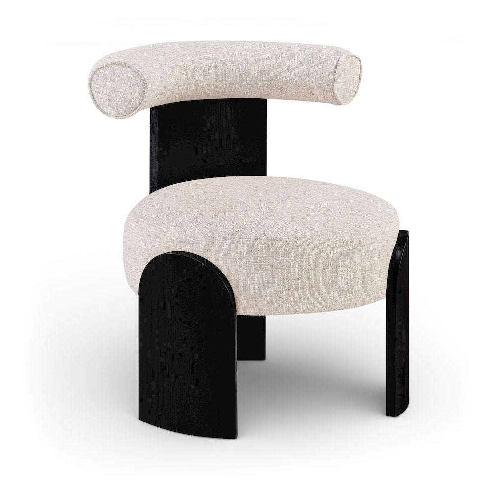 Calder Beige Linen Textured Fabric Upholstered Accent Chair