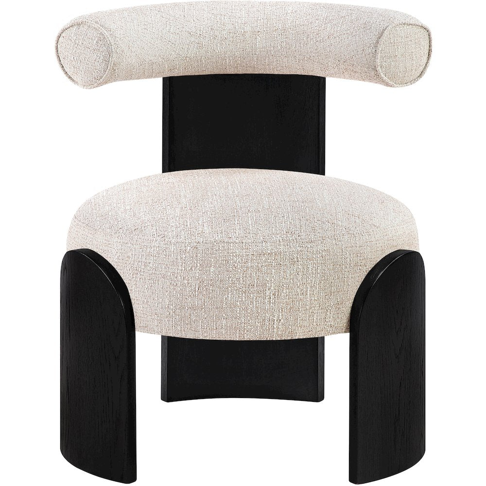 Calder Beige Linen Textured Fabric Upholstered Accent Chair