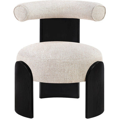 Calder Beige Linen Textured Fabric Upholstered Accent Chair