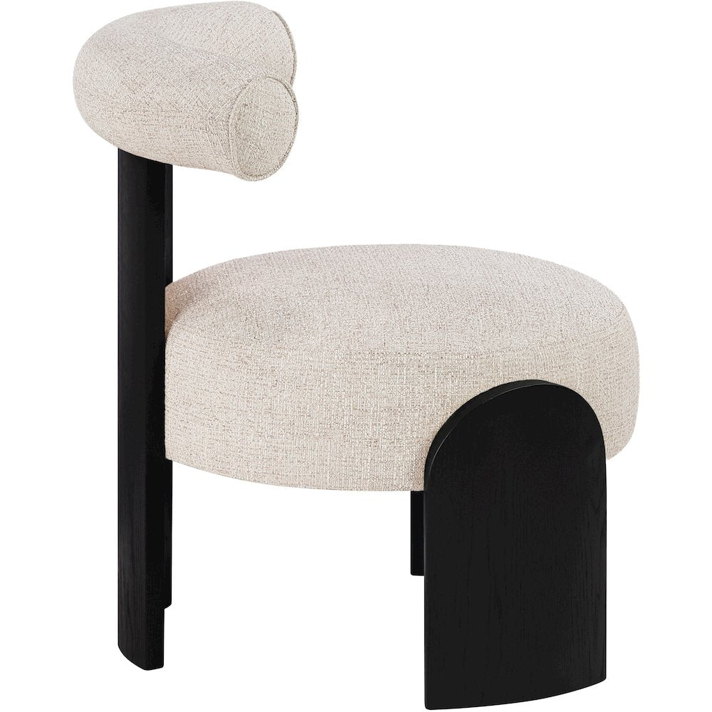 Calder Beige Linen Textured Fabric Upholstered Accent Chair