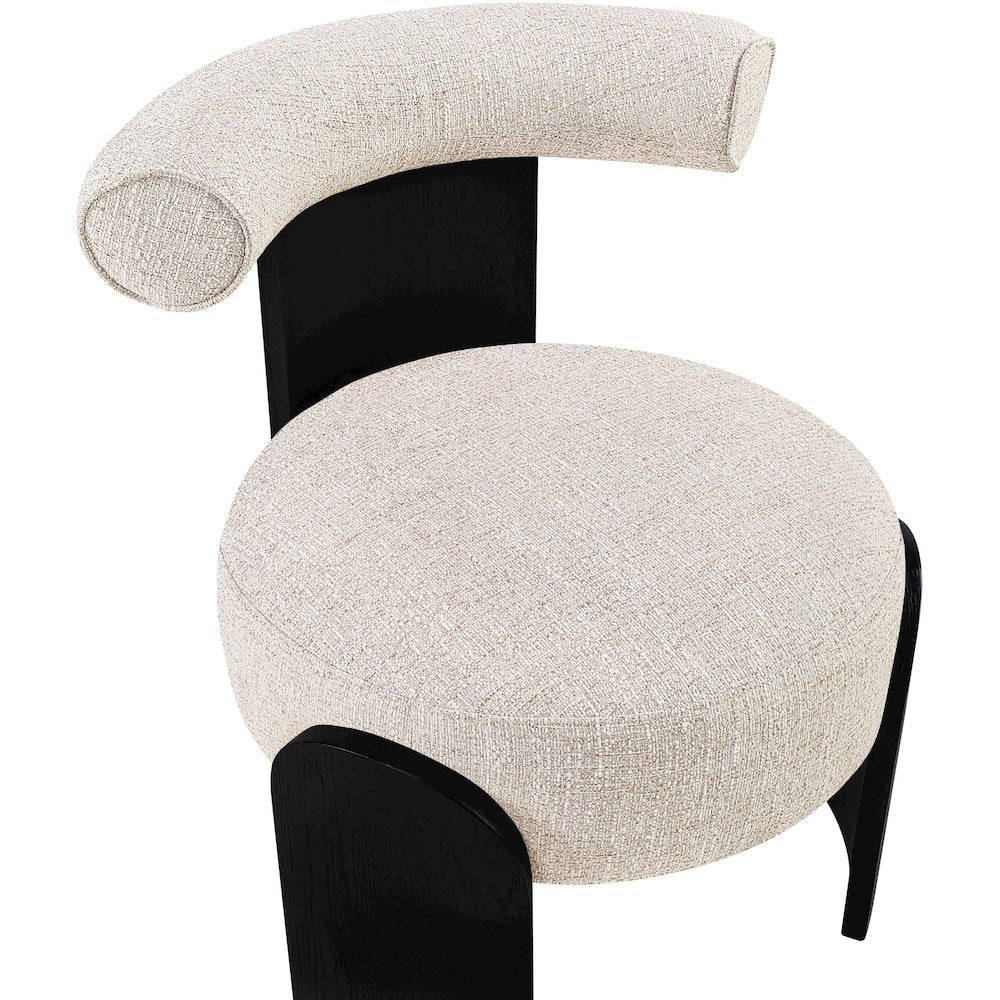 Calder Beige Linen Textured Fabric Upholstered Accent Chair