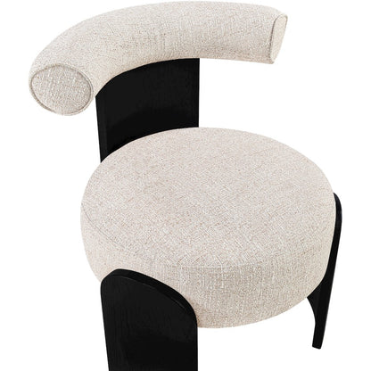 Calder Beige Linen Textured Fabric Upholstered Accent Chair