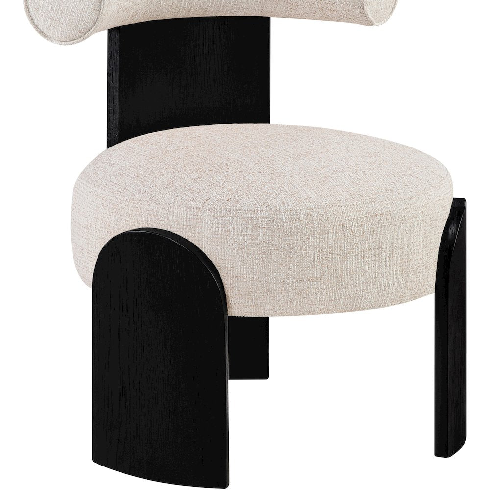 Calder Beige Linen Textured Fabric Upholstered Accent Chair