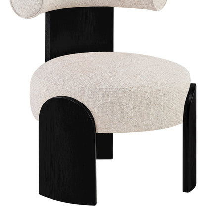 Calder Beige Linen Textured Fabric Upholstered Accent Chair