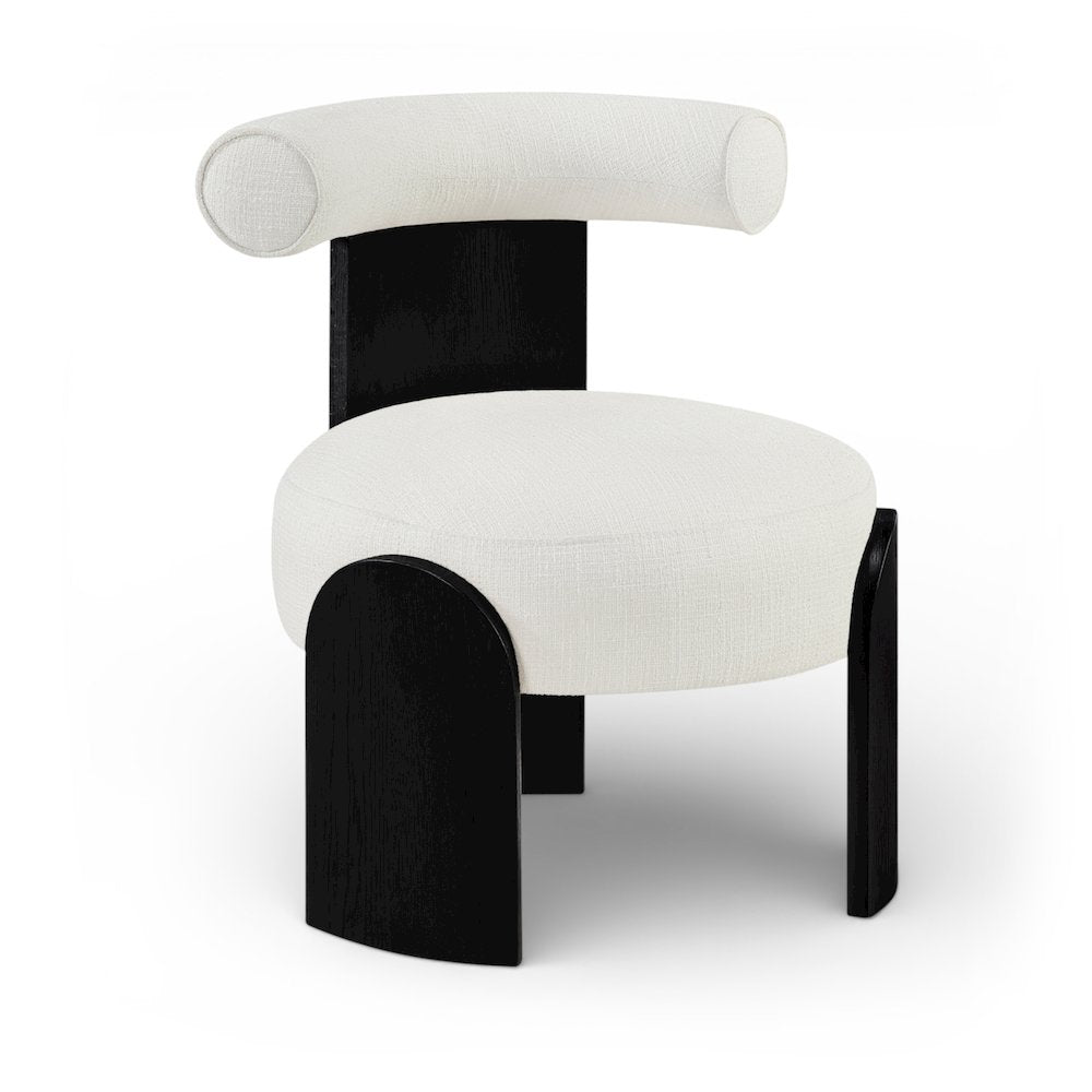 Calder Cream Linen Textured Fabric Upholstered Accent Chair