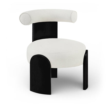 Calder Cream Linen Textured Fabric Upholstered Accent Chair