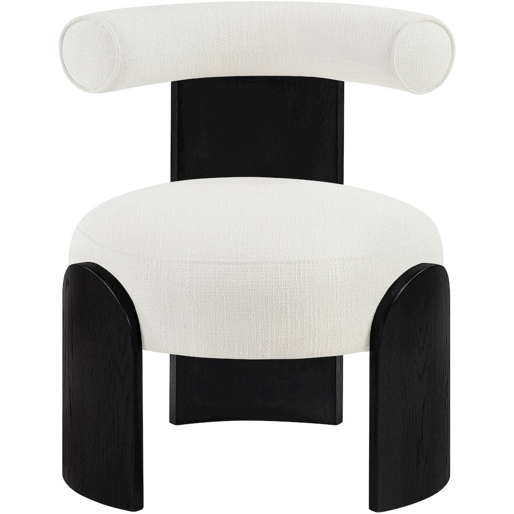 Calder Cream Linen Textured Fabric Upholstered Accent Chair